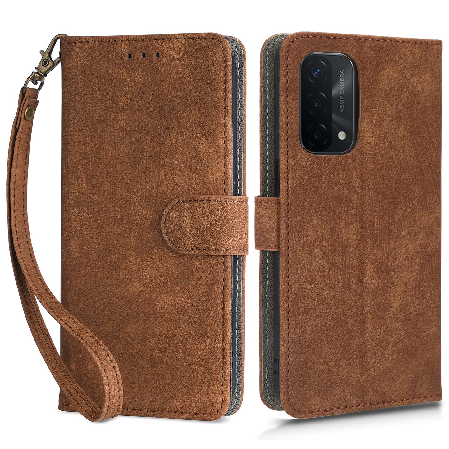 For Oppo A93 5G / A74 5G / A54 5G Phone Wallet Case RFID Blocking PU Leather Stand Cover with Strap