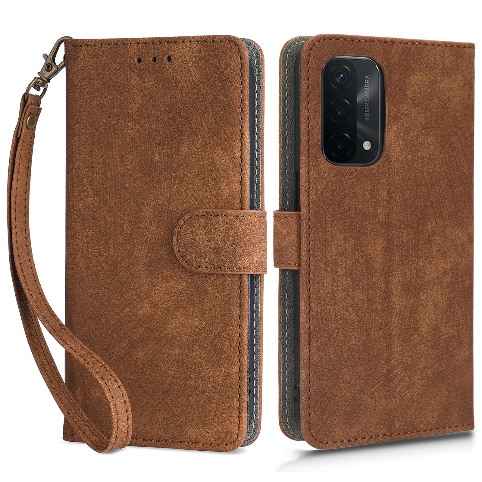 For Oppo A93 5G / A74 5G / A54 5G Phone Wallet Case RFID Blocking PU Leather Stand Cover with Strap