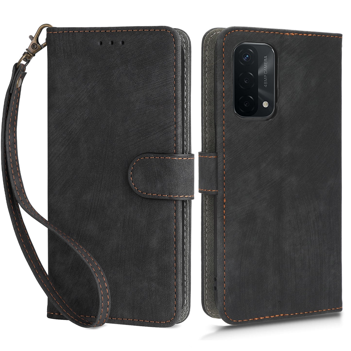 For Oppo A93 5G / A74 5G / A54 5G Phone Wallet Case RFID Blocking PU Leather Stand Cover with Strap