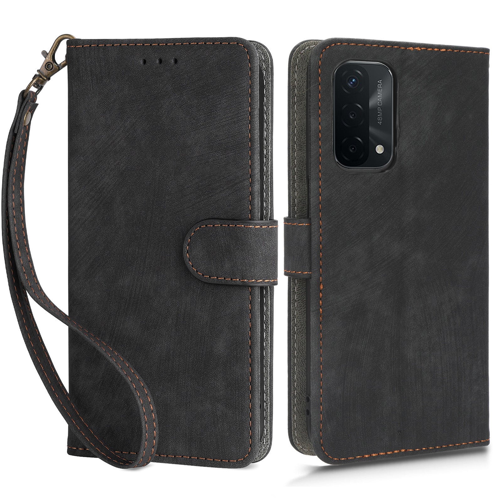 For Oppo A93 5G / A74 5G / A54 5G Phone Wallet Case RFID Blocking PU Leather Stand Cover with Strap