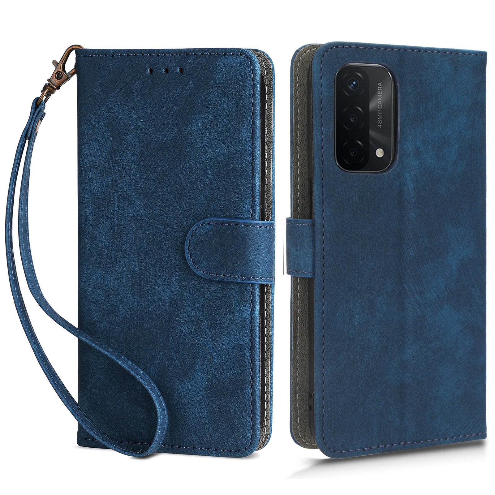 For Oppo A93 5G / A74 5G / A54 5G Phone Wallet Case RFID Blocking PU Leather Stand Cover with Strap