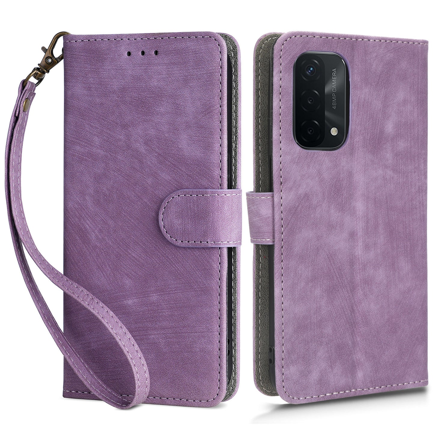 For Oppo A93 5G / A74 5G / A54 5G Phone Wallet Case RFID Blocking PU Leather Stand Cover with Strap
