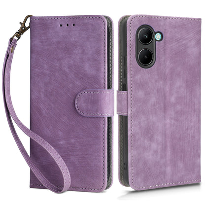 For Realme C33 2023 4G / C33 4G PU Leather RFID Blocking Phone Case Stand Wallet Cell Phone Cover with Strap