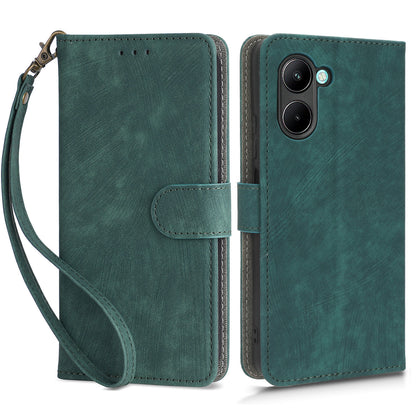 For Realme C33 2023 4G / C33 4G PU Leather RFID Blocking Phone Case Stand Wallet Cell Phone Cover with Strap