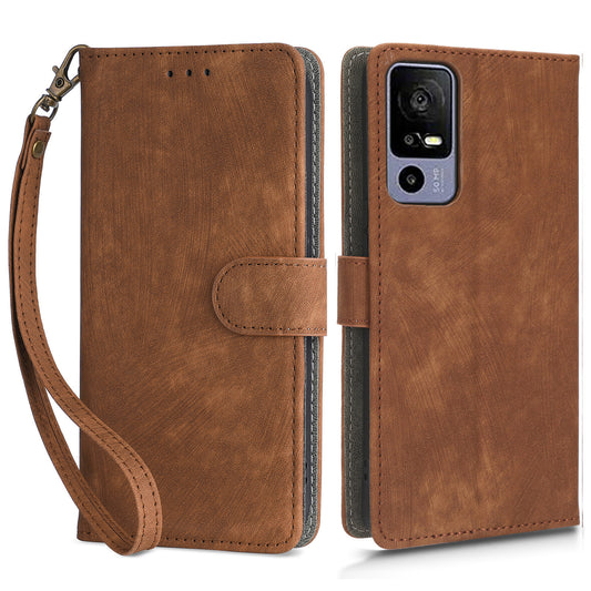 RFID Blocking Phone Case for TCL 40R 5G , Wallet Stand Leather Phone Cover with Strap