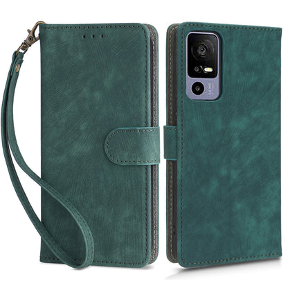 RFID Blocking Phone Case for TCL 40R 5G , Wallet Stand Leather Phone Cover with Strap