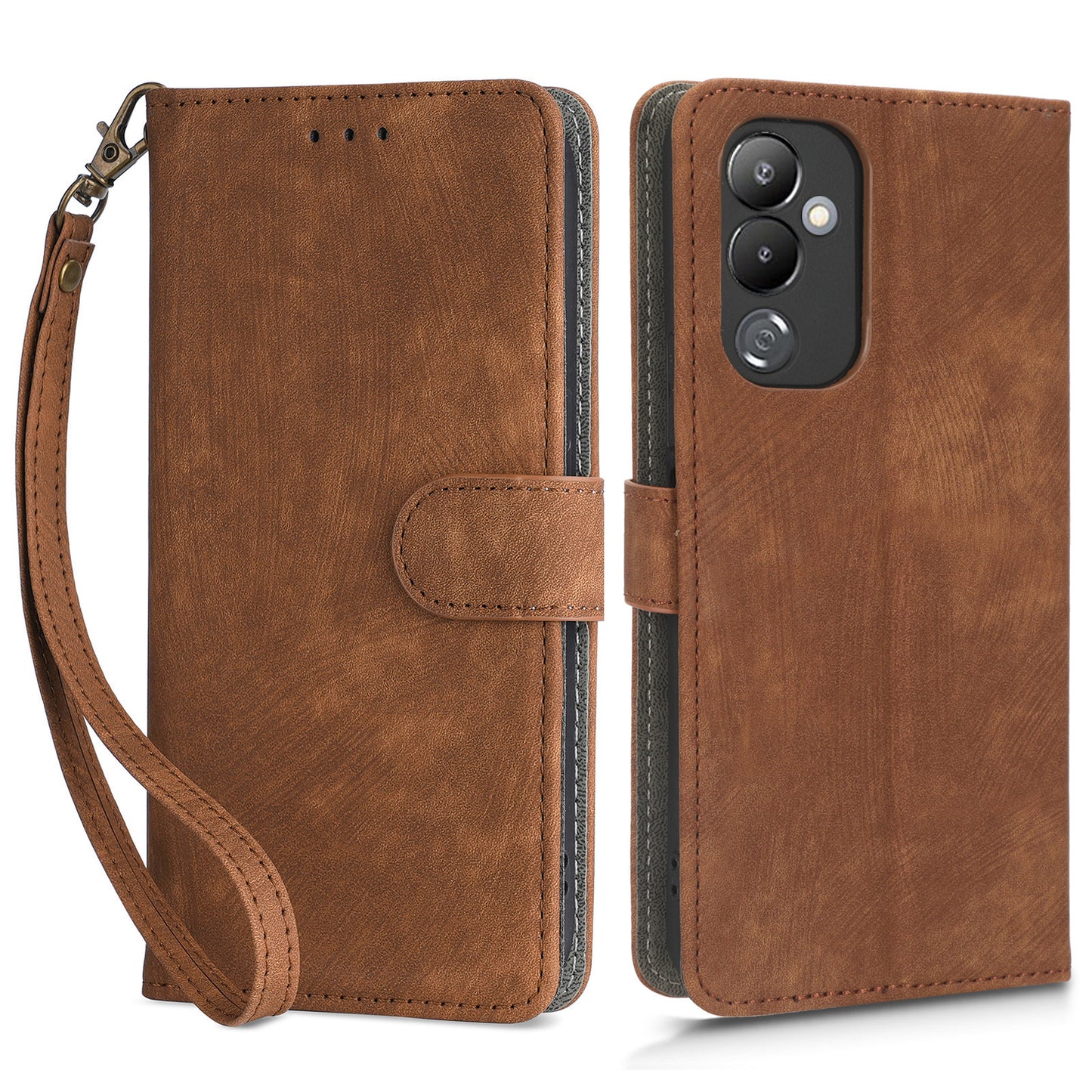 For Tecno Pova 4 LG7n RFID Blocking Phone Stand Case PU Leather Wallet Phone Cover with Strap