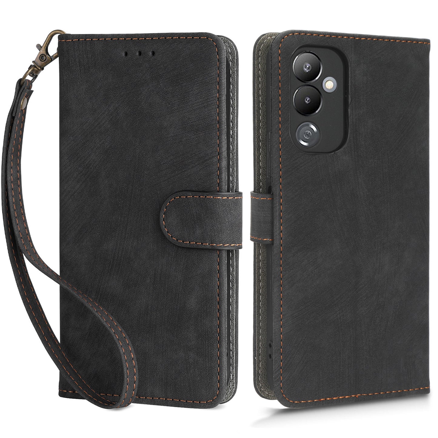 For Tecno Pova 4 LG7n RFID Blocking Phone Stand Case PU Leather Wallet Phone Cover with Strap