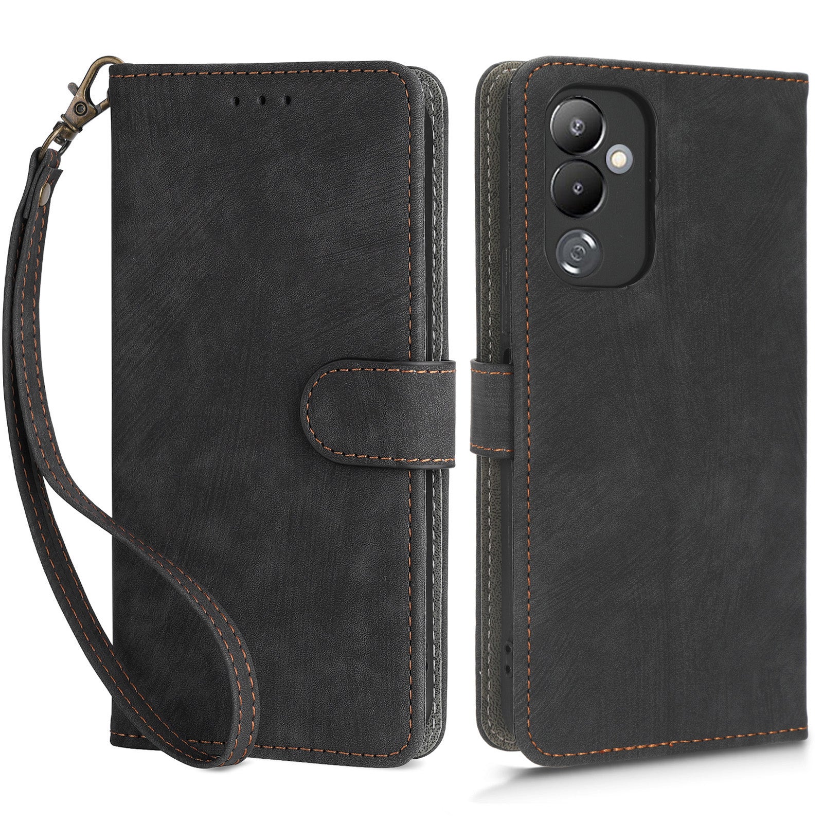 For Tecno Pova 4 LG7n RFID Blocking Phone Stand Case PU Leather Wallet Phone Cover with Strap