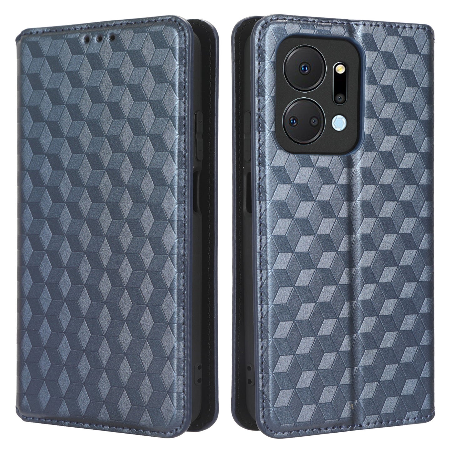 For Honor X7a 5G / Play7T 5G Wallet Stand Phone Case PU Leather Imprinted Rhombus Pattern Phone Cover