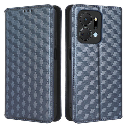 For Honor X7a 5G / Play7T 5G Wallet Stand Phone Case PU Leather Imprinted Rhombus Pattern Phone Cover
