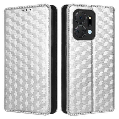 For Honor X7a 5G / Play7T 5G Wallet Stand Phone Case PU Leather Imprinted Rhombus Pattern Phone Cover