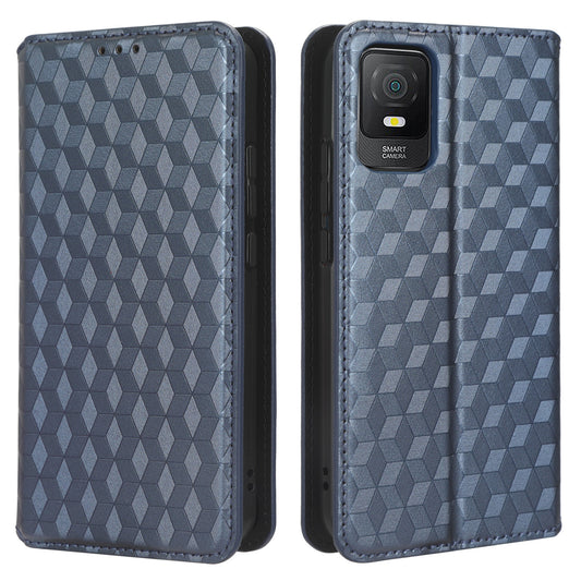 PU Leather Phone Stand Case for TCL 403 , Imprinted Rhombus Pattern Wallet Cell Phone Cover