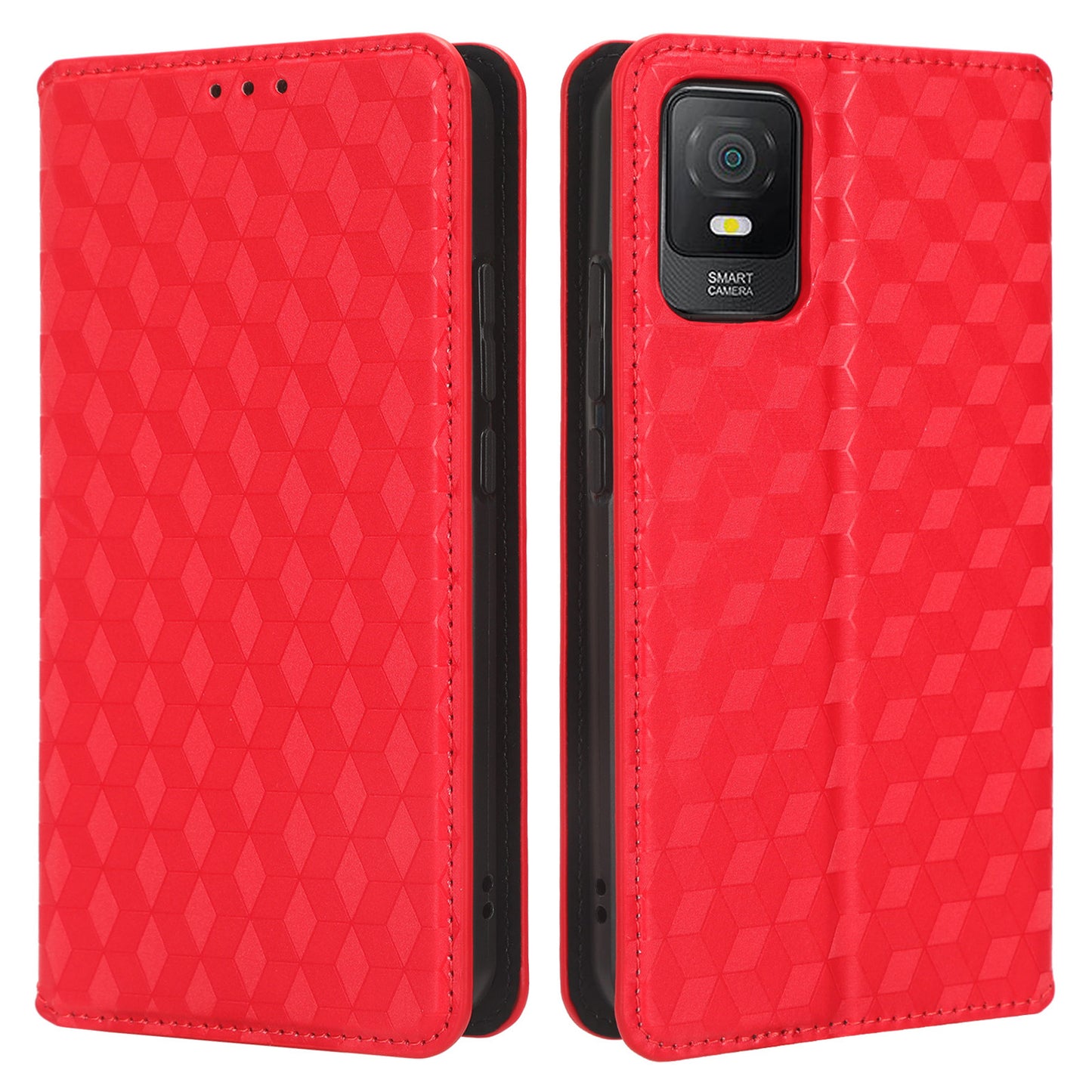 PU Leather Phone Stand Case for TCL 403 , Imprinted Rhombus Pattern Wallet Cell Phone Cover