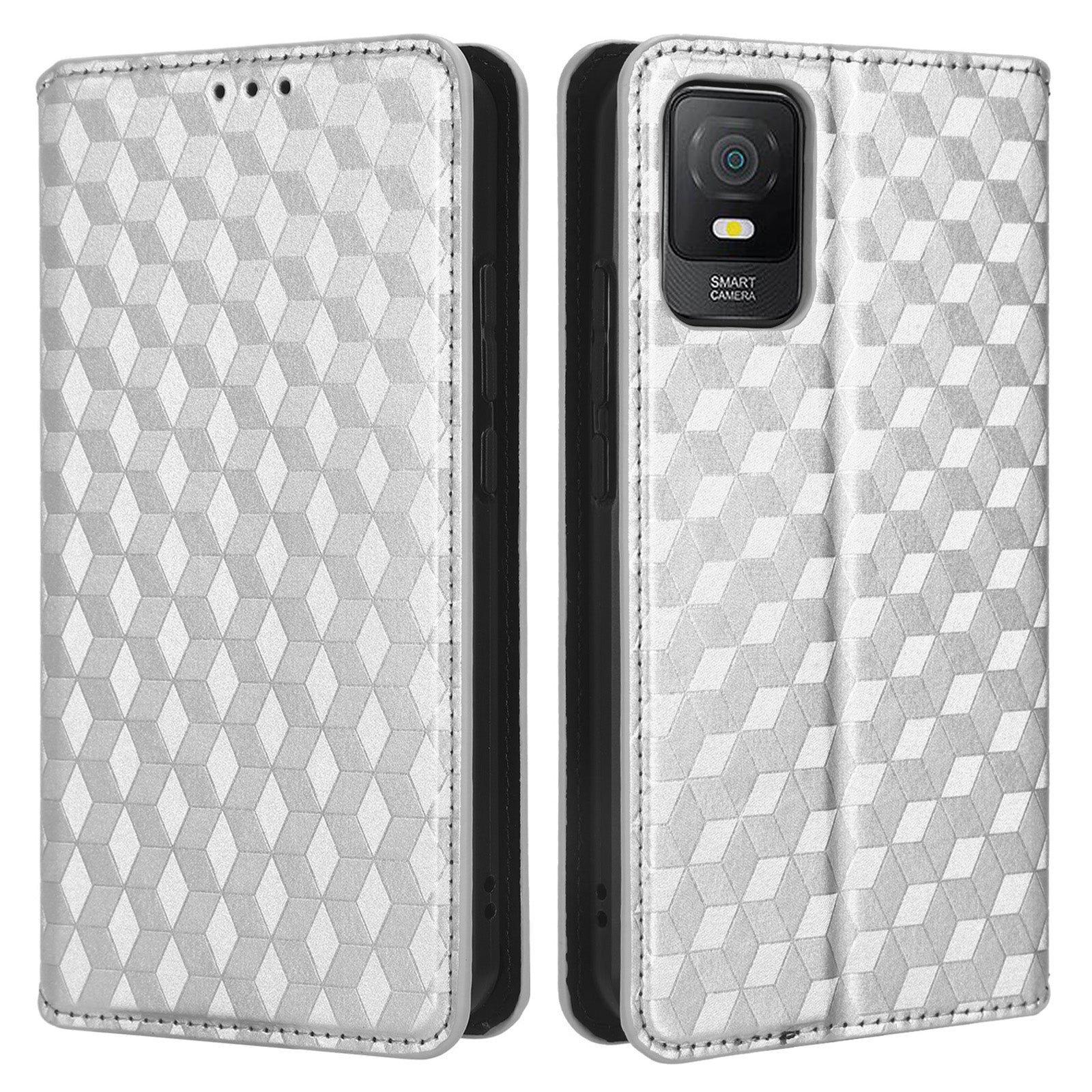 PU Leather Phone Stand Case for TCL 403 , Imprinted Rhombus Pattern Wallet Cell Phone Cover