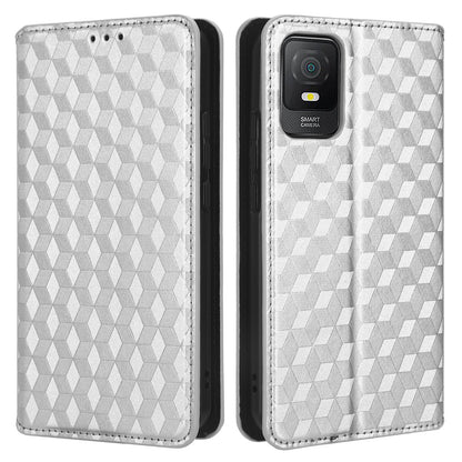 PU Leather Phone Stand Case for TCL 403 , Imprinted Rhombus Pattern Wallet Cell Phone Cover