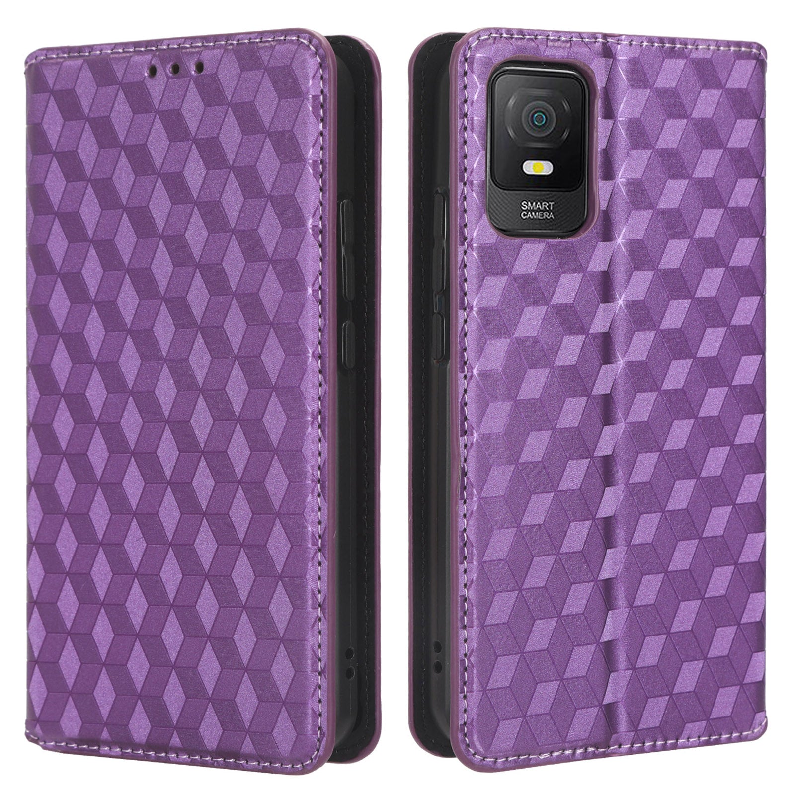 PU Leather Phone Stand Case for TCL 403 , Imprinted Rhombus Pattern Wallet Cell Phone Cover