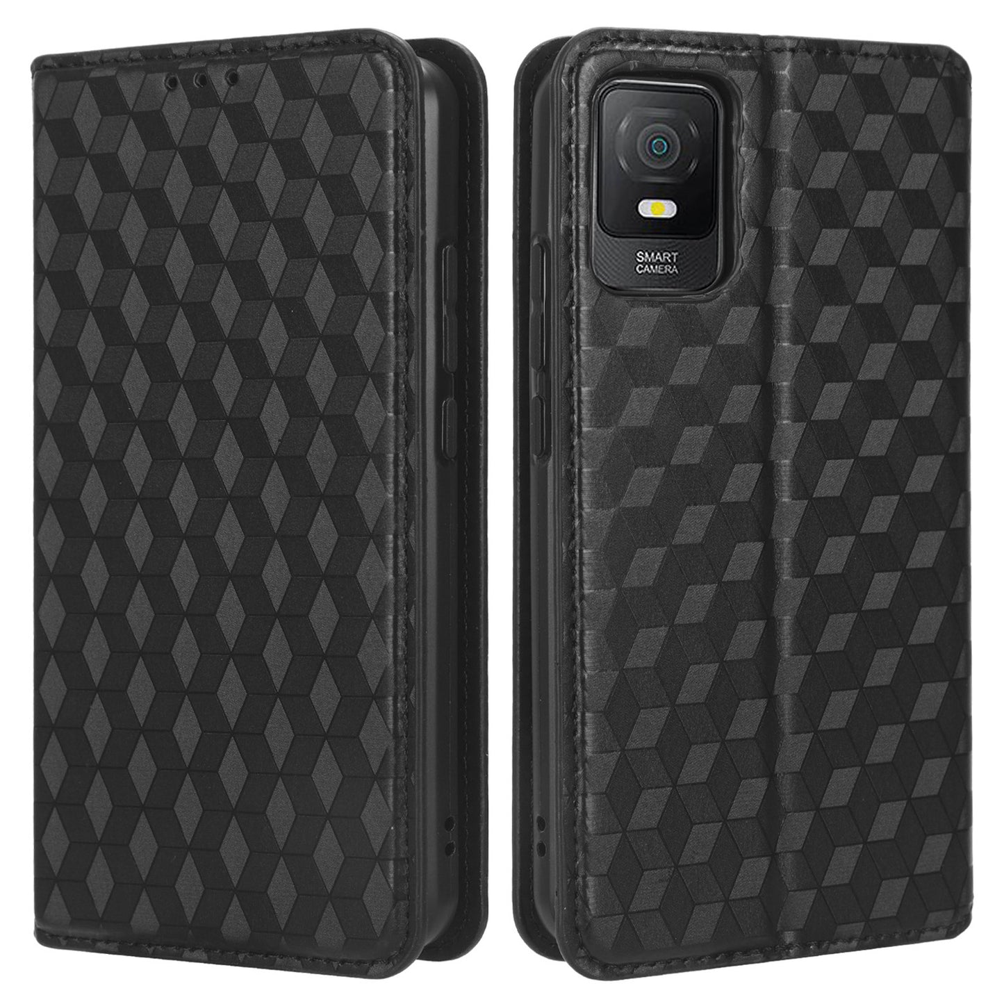 PU Leather Phone Stand Case for TCL 403 , Imprinted Rhombus Pattern Wallet Cell Phone Cover