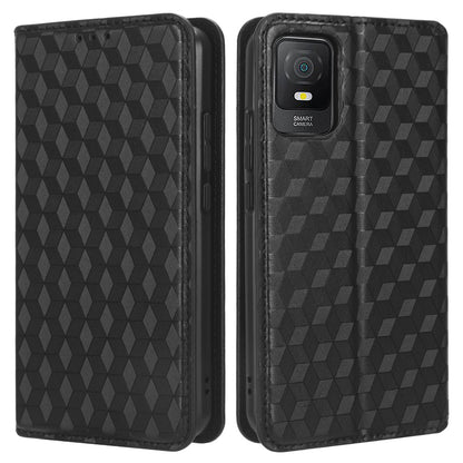 PU Leather Phone Stand Case for TCL 403 , Imprinted Rhombus Pattern Wallet Cell Phone Cover