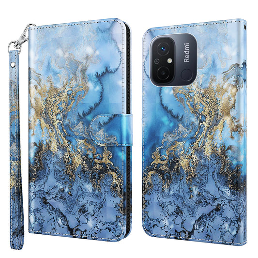 For Xiaomi Redmi 11A 4G / 12C 4G PU Leather Flip Phone Case 3D Pattern Printing Stand Wallet Cover