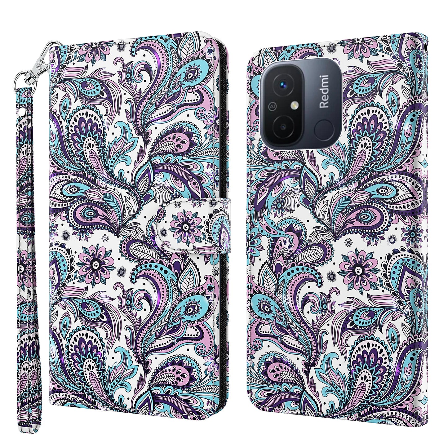 For Xiaomi Redmi 11A 4G / 12C 4G PU Leather Flip Phone Case 3D Pattern Printing Stand Wallet Cover