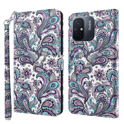For Xiaomi Redmi 11A 4G / 12C 4G PU Leather Flip Phone Case 3D Pattern Printing Stand Wallet Cover