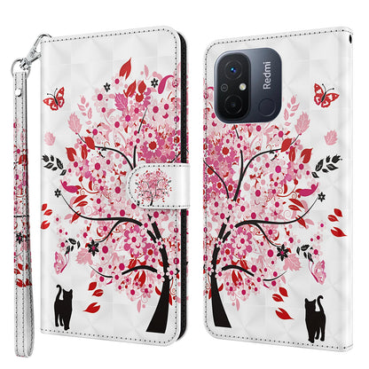 For Xiaomi Redmi 11A 4G / 12C 4G PU Leather Flip Phone Case 3D Pattern Printing Stand Wallet Cover