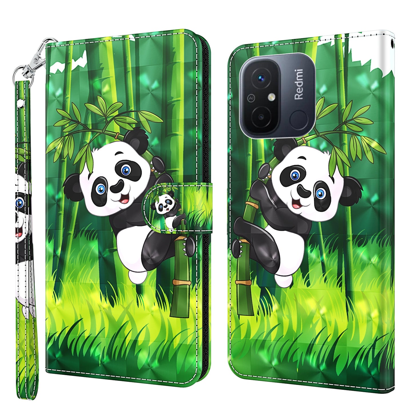 For Xiaomi Redmi 11A 4G / 12C 4G PU Leather Flip Phone Case 3D Pattern Printing Stand Wallet Cover