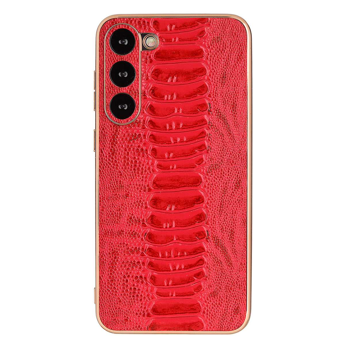 Back Case for Samsung Galaxy S23 Crocodile Texture Genuine Cow Leather Coated PC+TPU Electroplating Cover