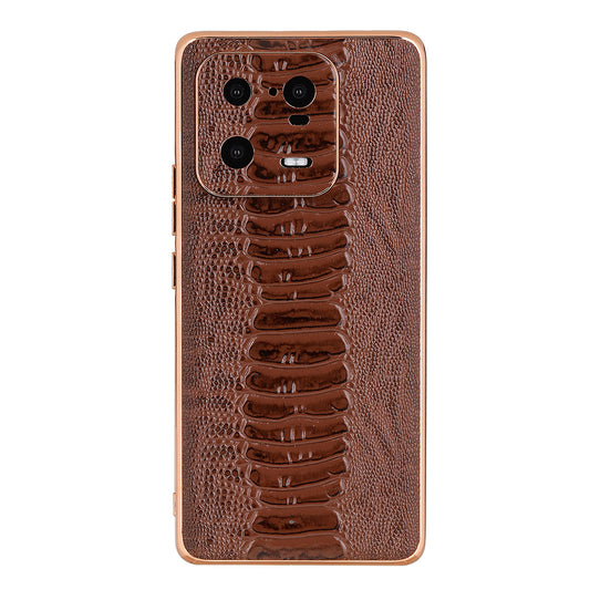 For Xiaomi 13 Pro 5G Crocodile Texture Genuine Cow Leather Coated PC+TPU Case Electroplating Cover