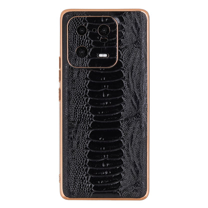 For Xiaomi 13 Pro 5G Crocodile Texture Genuine Cow Leather Coated PC+TPU Case Electroplating Cover