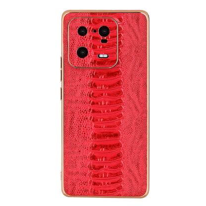 For Xiaomi 13 Pro 5G Crocodile Texture Genuine Cow Leather Coated PC+TPU Case Electroplating Cover