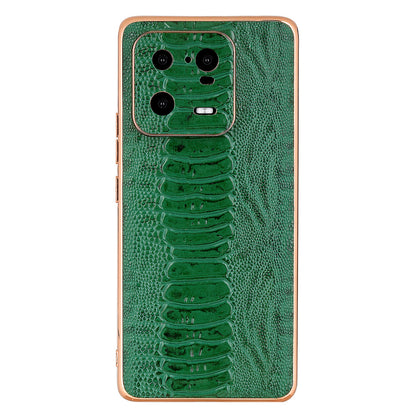 For Xiaomi 13 Pro 5G Crocodile Texture Genuine Cow Leather Coated PC+TPU Case Electroplating Cover