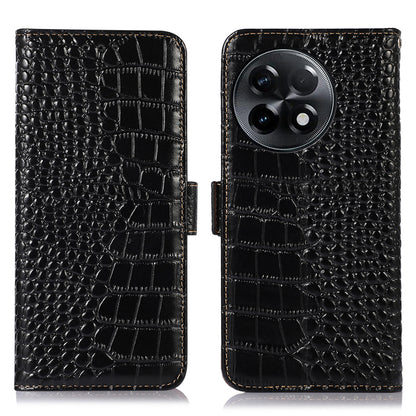 RFID Blocking Phone Case for OnePlus Ace 2 5G / 11R 5G Genuine Cowhide Leather Phone Stand Wallet Cover