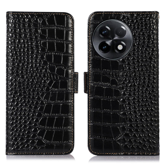RFID Blocking Phone Case for OnePlus Ace 2 5G / 11R 5G Genuine Cowhide Leather Phone Stand Wallet Cover