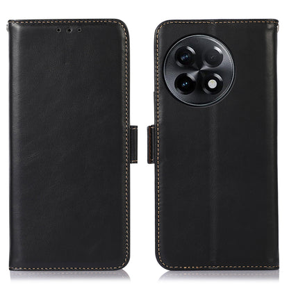 For OnePlus Ace 2 5G / 11R 5G RFID Blocking Phone Cover Stand Wallet Genuine Cowhide Leather Case