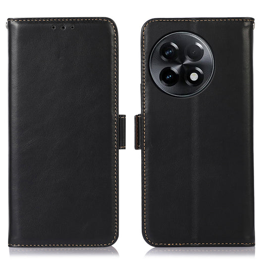 For OnePlus Ace 2 5G / 11R 5G RFID Blocking Phone Cover Stand Wallet Genuine Cowhide Leather Case