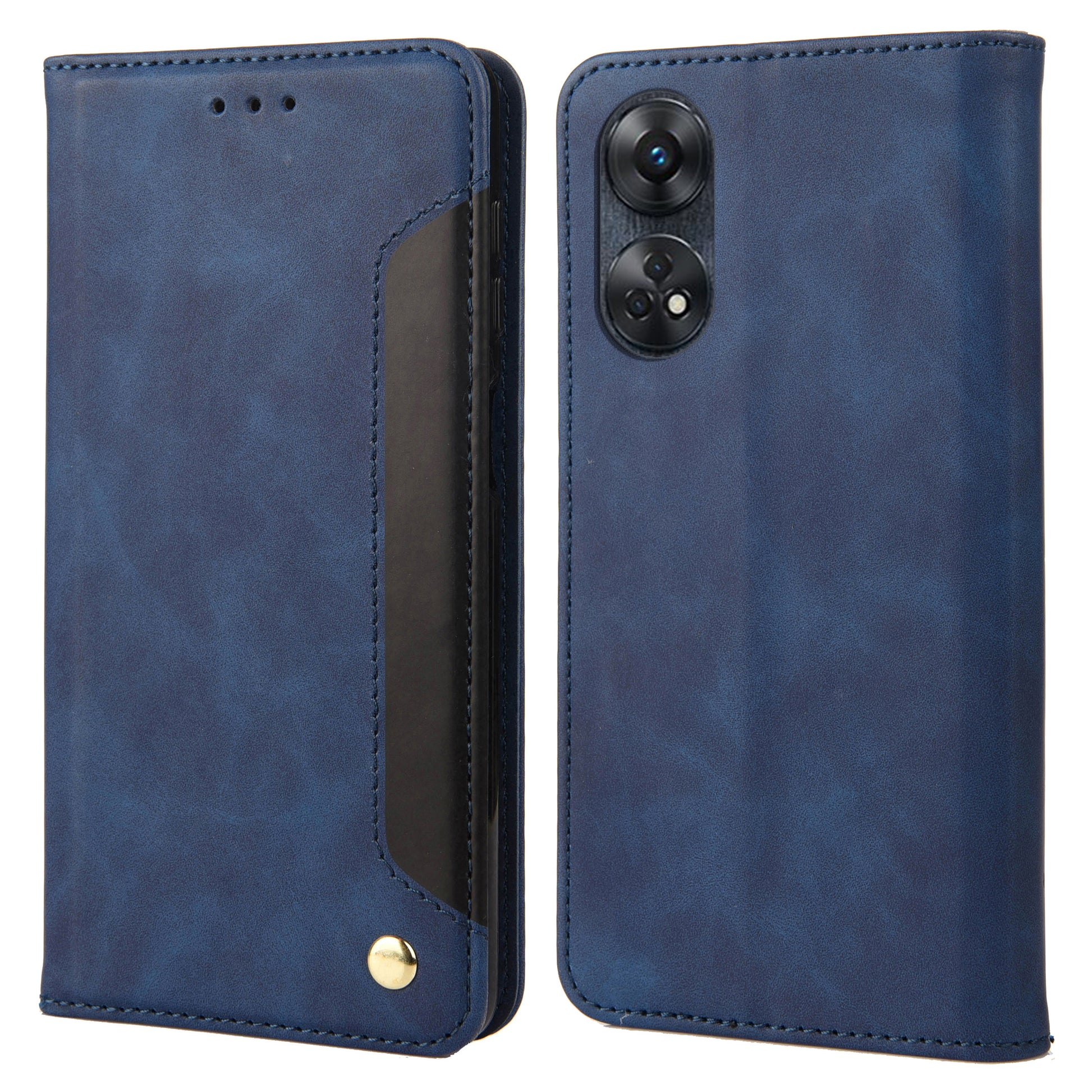 For Oppo Reno8 T 4G Phone Wallet Case PU Leather Color Splicing Stand Skin-touch Phone Cover