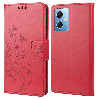 For Xiaomi Redmi Note 12 5G (Global) / (India) / (China) / Poco X5 5G Phone Case Flower Butterfly Imprinted Leather Wallet Stand Cover