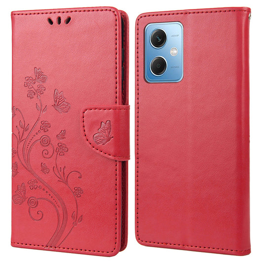 For Xiaomi Redmi Note 12 5G (Global) / (India) / (China) / Poco X5 5G Phone Case Flower Butterfly Imprinted Leather Wallet Stand Cover
