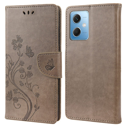 For Xiaomi Redmi Note 12 5G (Global) / (India) / (China) / Poco X5 5G Phone Case Flower Butterfly Imprinted Leather Wallet Stand Cover