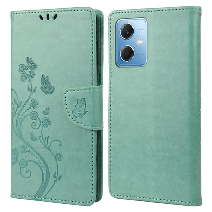 For Xiaomi Redmi Note 12 5G (Global) / (India) / (China) / Poco X5 5G Phone Case Flower Butterfly Imprinted Leather Wallet Stand Cover