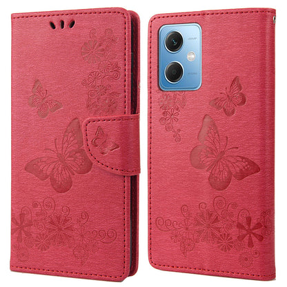 For Xiaomi Redmi Note 12 5G (Global) / (India) / (China) / Poco X5 5G Phone Leather Case Wallet Stand Butterflies Flower Imprinting Cover
