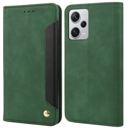 For Xiaomi Redmi Note 12 Pro+ 5G Leather Phone Case Color Splicing Skin-touch Stand Wallet Phone Cover