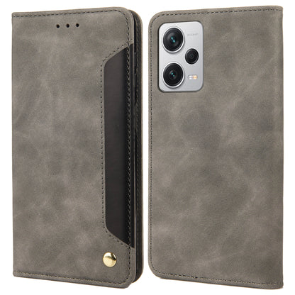 For Xiaomi Redmi Note 12 Pro+ 5G Leather Phone Case Color Splicing Skin-touch Stand Wallet Phone Cover