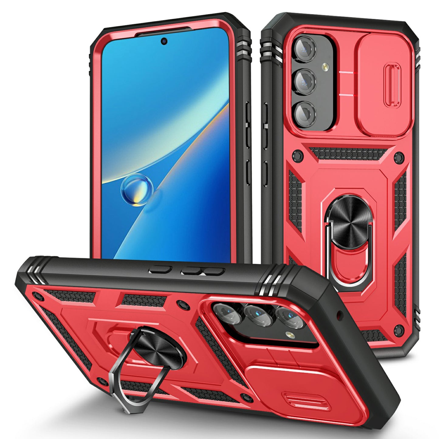 For Samsung Galaxy A54 5G PC TPU Case Kickstand Shockproof Cover with Card Slot, Lens Guard