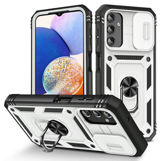 Shockproof Case for Samsung Galaxy A14 4G Kickstand PC TPU Cover with Card Slot, Lens Guard