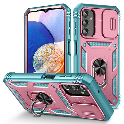 Shockproof Case for Samsung Galaxy A14 4G Kickstand PC TPU Cover with Card Slot, Lens Guard
