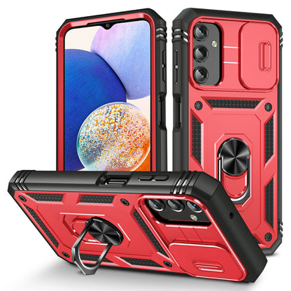 Shockproof Case for Samsung Galaxy A14 4G Kickstand PC TPU Cover with Card Slot, Lens Guard