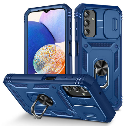 Shockproof Case for Samsung Galaxy A14 4G Kickstand PC TPU Cover with Card Slot, Lens Guard